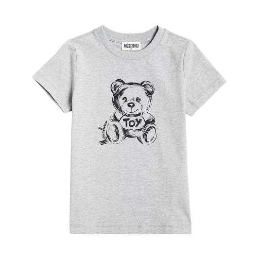 儿童灰色泰迪熊棉T恤