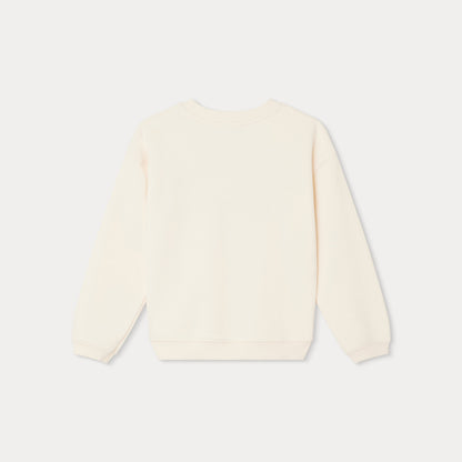女童米白色Logo棉卫衣