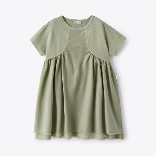 女童绿色棉连衣裙