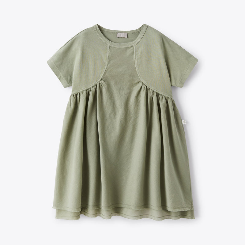 女童绿色棉连衣裙