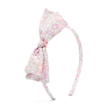 女童粉色碎花蝴蝶结发箍