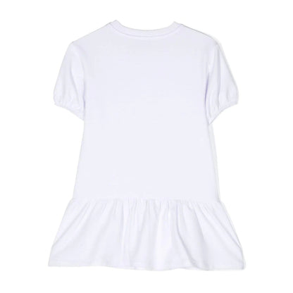 女童白色泰迪熊棉连衣裙