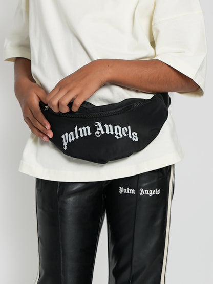 Palm Angels Kids 弧形徽标腰包（黑色）