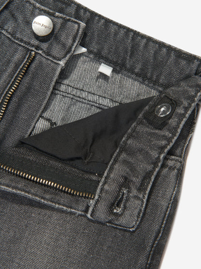 Palm Angels 男童黑色 Flames Logo 牛仔裤