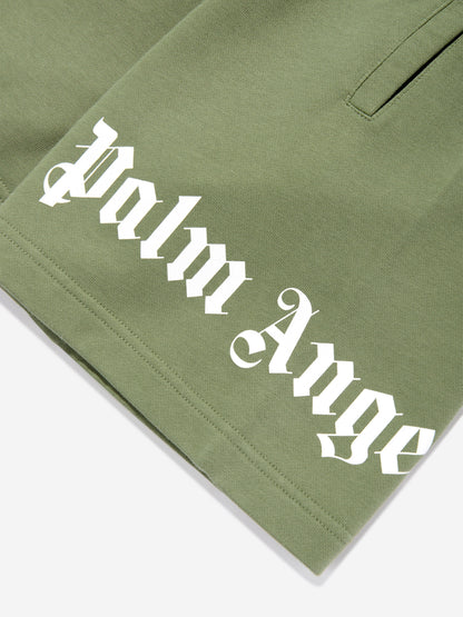 Palm Angels Boys Classic Overlogo Shorts in Green