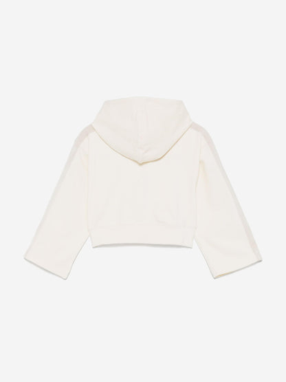 Palm Angels Girls Track Cropped Hoodie in White