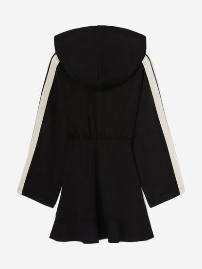 Palm Angels Girls New Track Hoodie Dress in Black