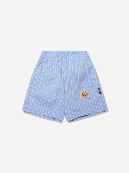 Palm Angels 男童蓝色迷你熊条纹短裤