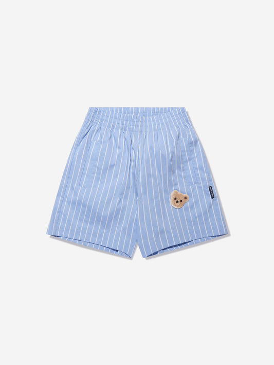 Palm Angels 男童蓝色迷你熊条纹短裤
