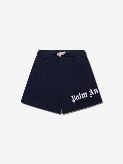Palm Angels 男童经典 Overlogo 运动短裤（海军蓝）
