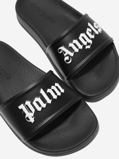 Palm Angels 儿童徽标拖鞋（黑色）