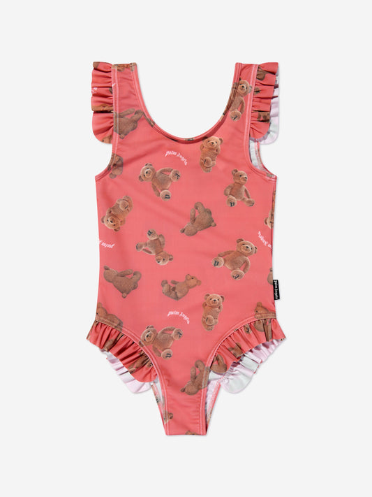 Palm Angels 女童 AOP PA Bears 珊瑚色泳衣