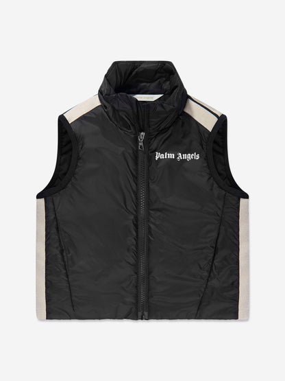 Palm Angels 男童徽标轻盈羽绒背心（黑色）
