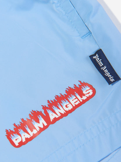 Palm Angels 男童蓝色 Flames 游泳短裤