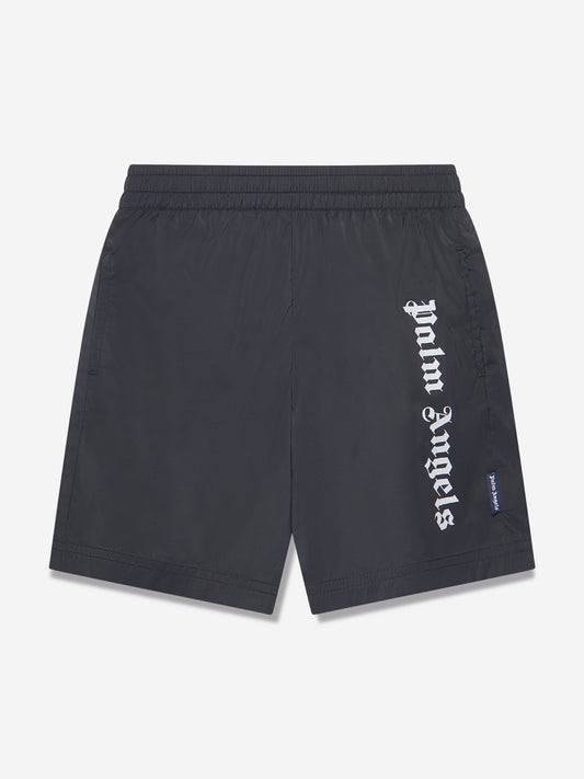 Palm Angels 男童 Overlogo 黑色泳裤