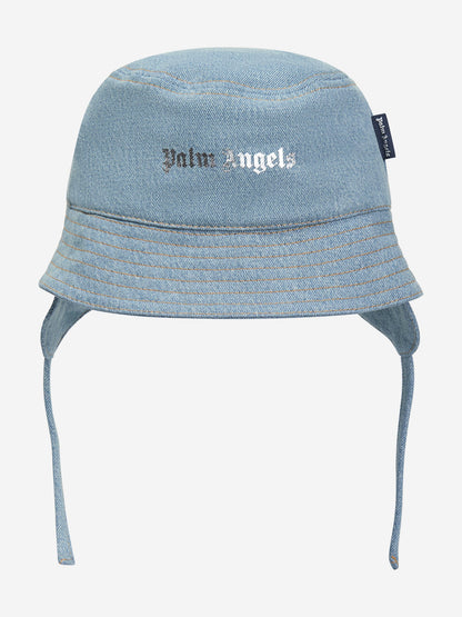 Palm Angels 男童蓝色徽标石牛仔渔夫帽