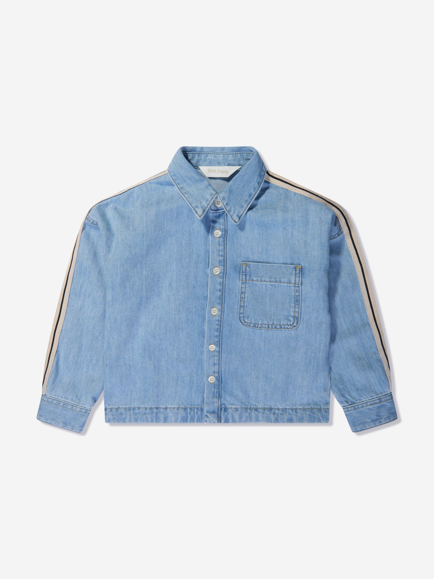 Palm Angels 男童蓝色田径 Chambray 超大衬衫