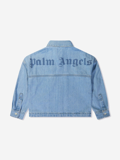 Palm Angels 男童蓝色田径 Chambray 超大衬衫