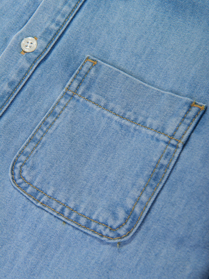 Palm Angels 男童蓝色田径 Chambray 超大衬衫