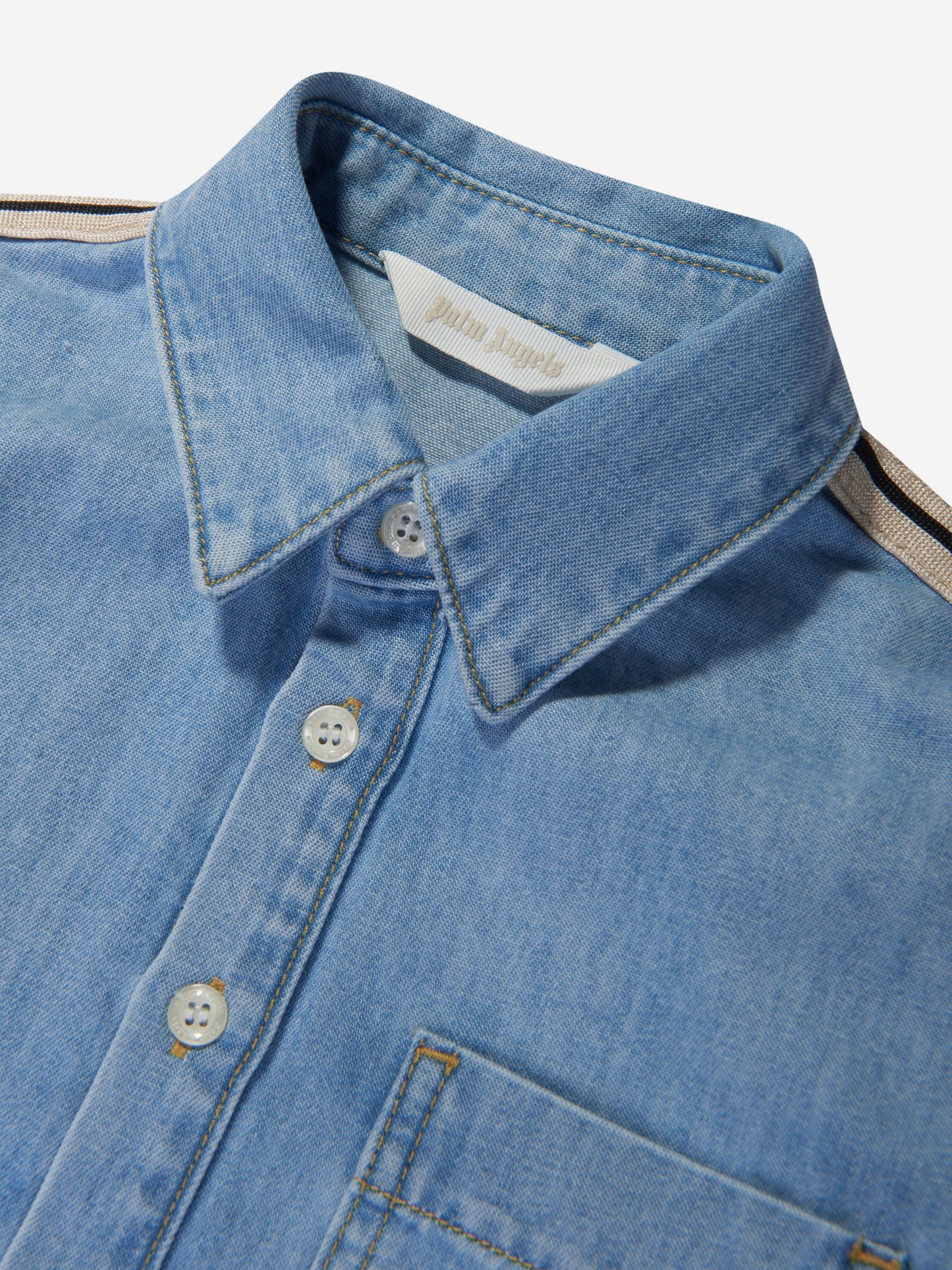 Palm Angels 男童蓝色田径 Chambray 超大衬衫