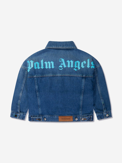 Palm Angels 男童 Overlogo 蓝色牛仔夹克