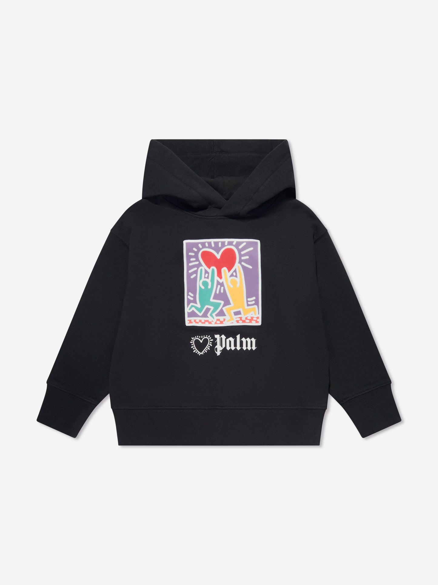 Palm Angels Girls PA X Keith Haring 黑色抱心连帽衫