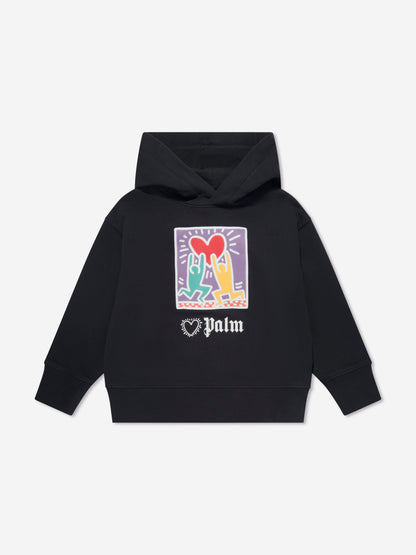 Palm Angels Girls PA X Keith Haring 黑色抱心连帽衫