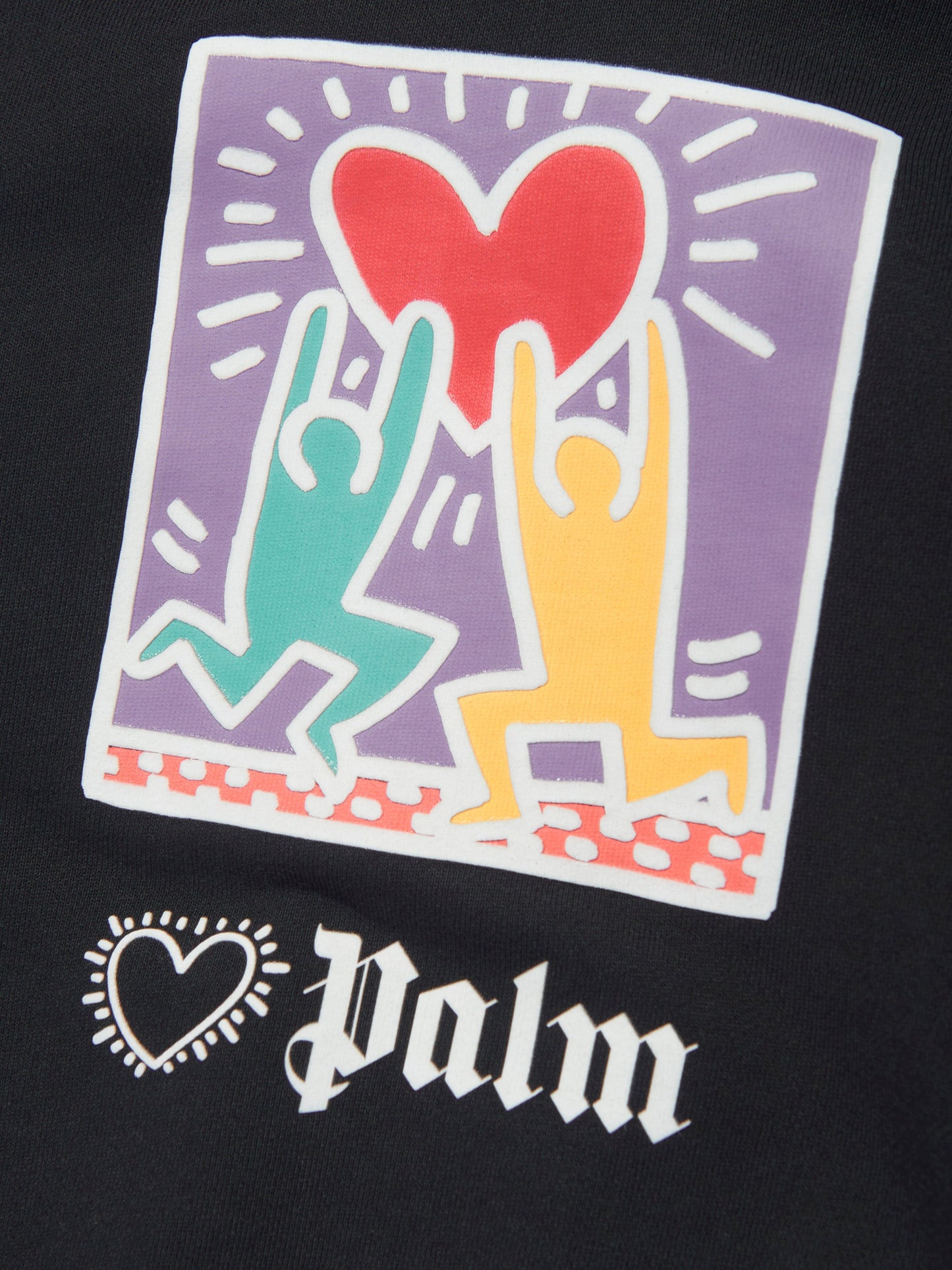 Palm Angels Girls PA X Keith Haring 黑色抱心连帽衫