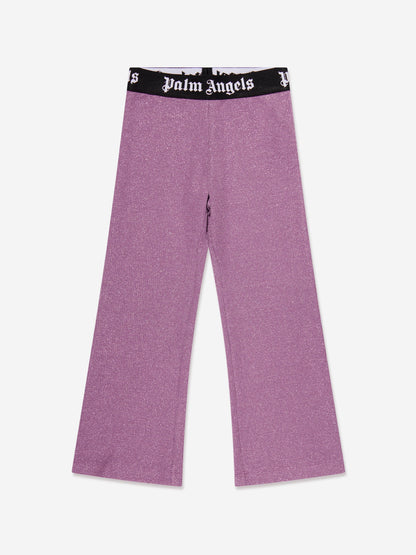 Palm Angels 女童紫色徽标带喇叭紧身裤