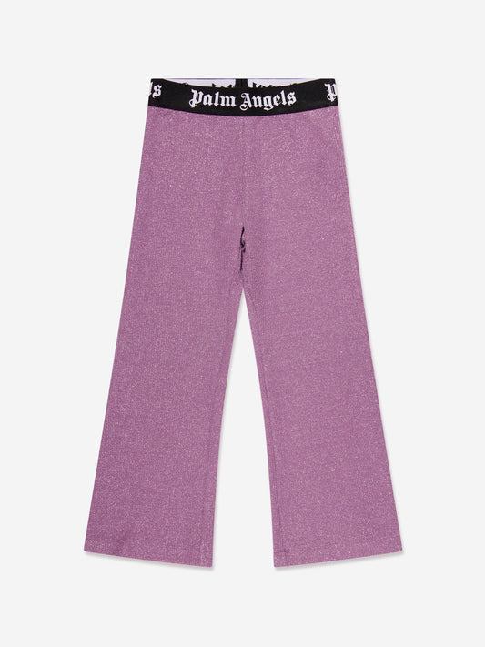 Palm Angels 女童紫色徽标带喇叭紧身裤