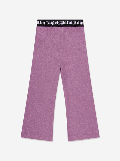 Palm Angels 女童紫色徽标带喇叭紧身裤