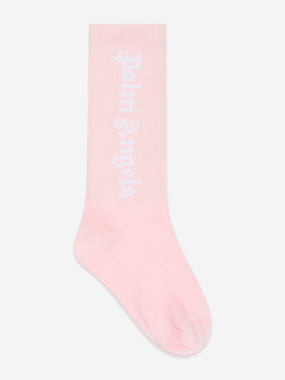 Palm Angels 女童徽标高筒袜（粉色）