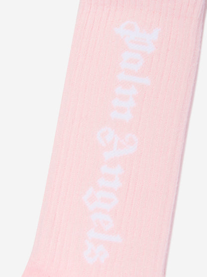 Palm Angels 女童徽标高筒袜（粉色）