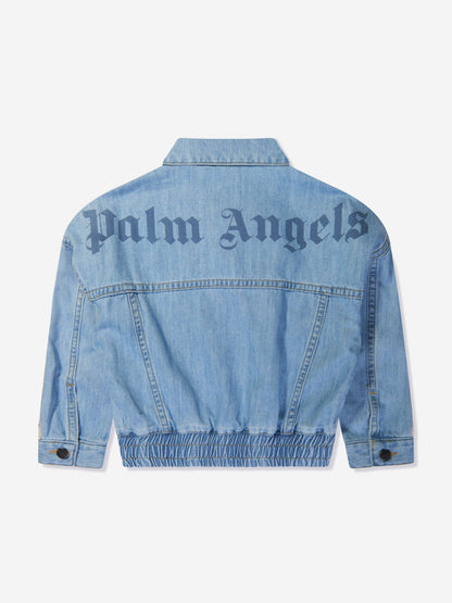 Palm Angels 女童 Overlogo Track Chambray 夹克（蓝色）