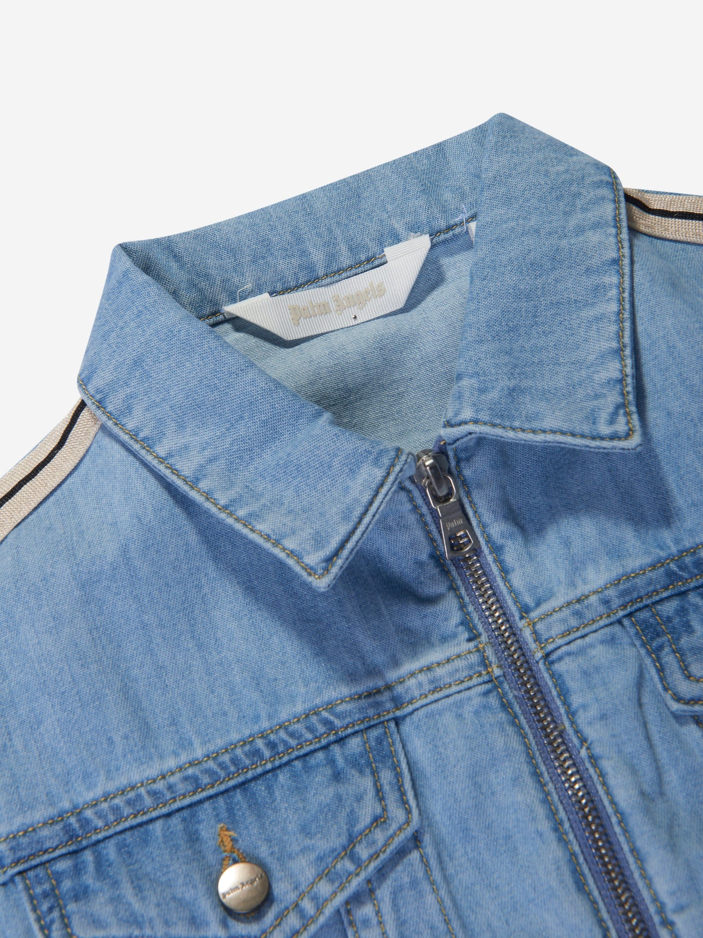 Palm Angels 女童 Overlogo Track Chambray 夹克（蓝色）