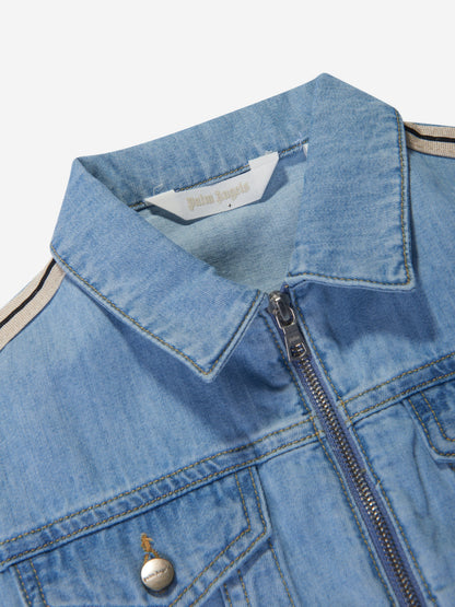 Palm Angels 女童 Overlogo Track Chambray 夹克（蓝色）