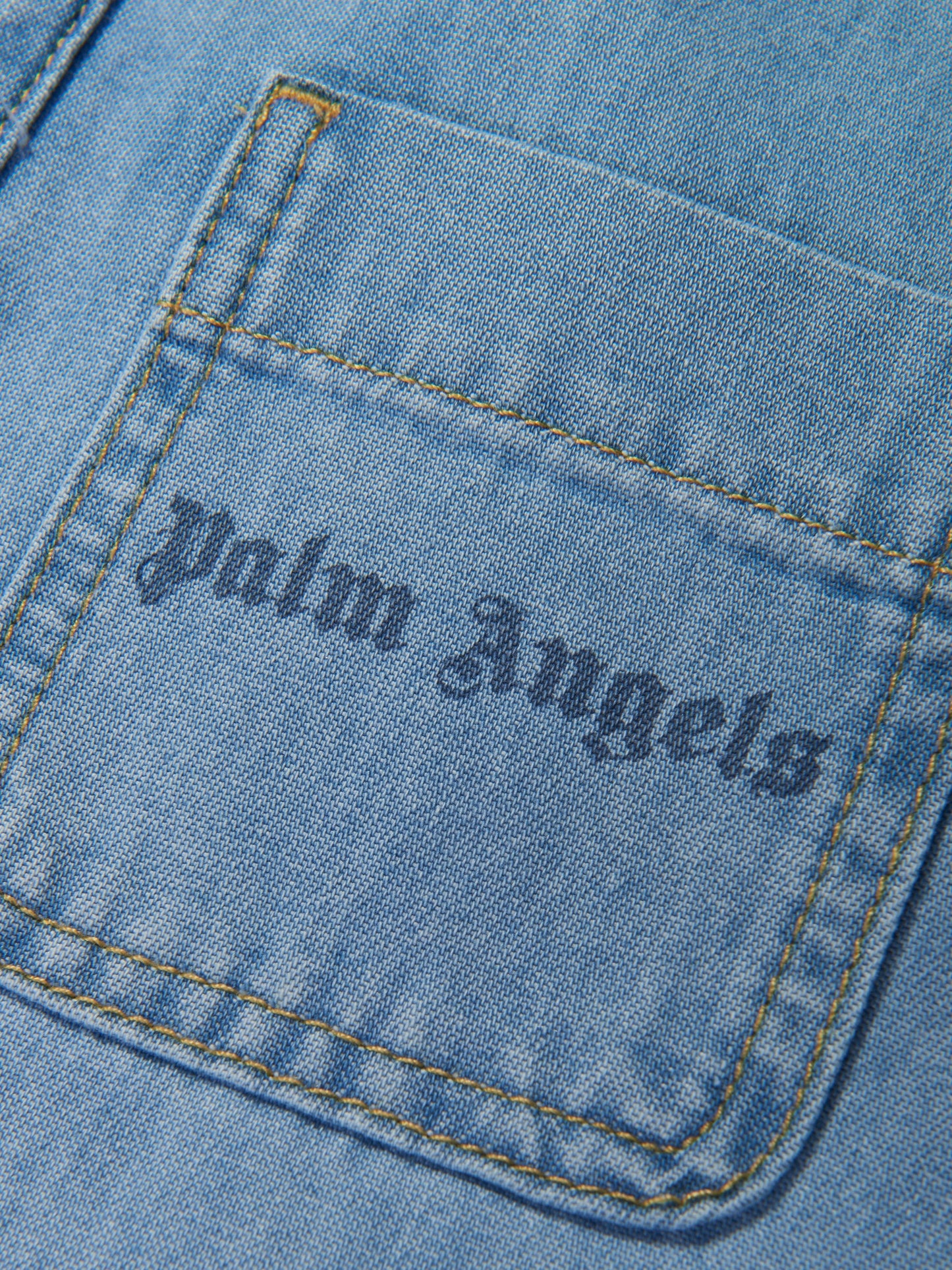 Palm Angels 女童蓝色田径 Chambray 衬衫裙