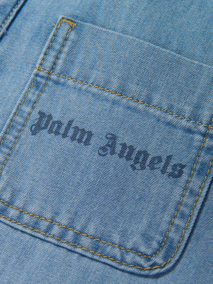Palm Angels 女童蓝色田径 Chambray 衬衫裙