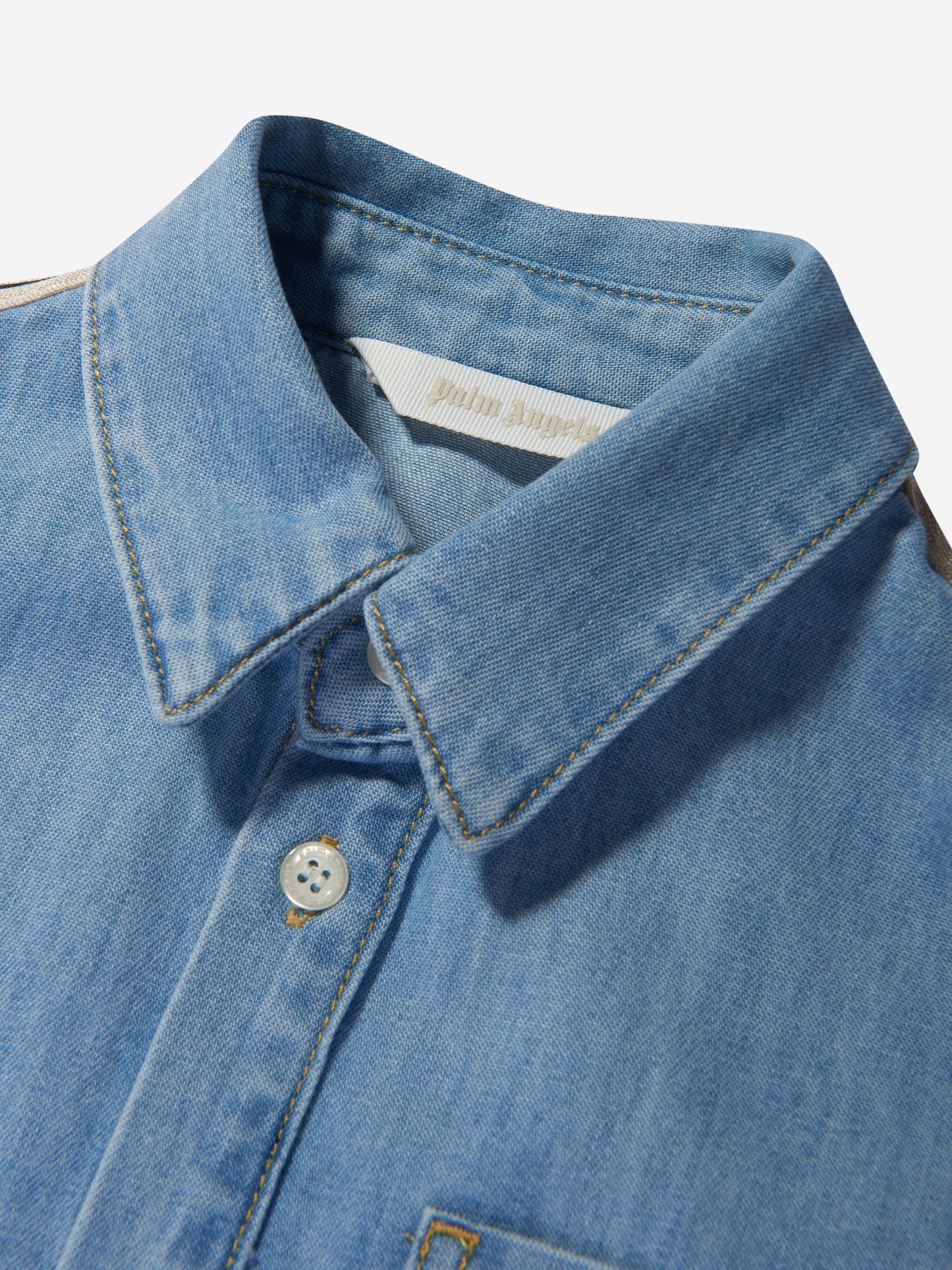 Palm Angels 女童蓝色田径 Chambray 衬衫裙