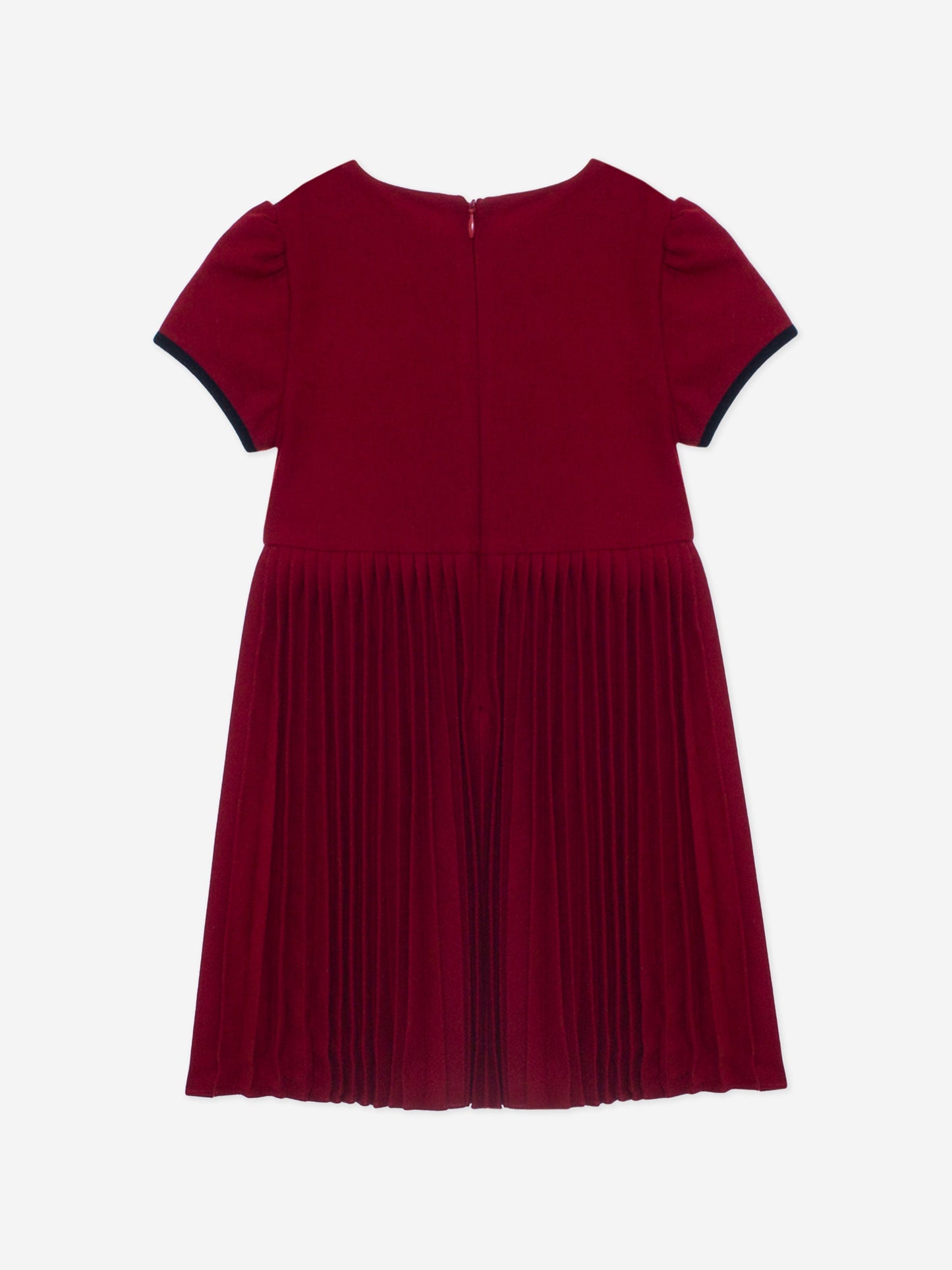 女童红色褶皱蝴蝶结连衣裙