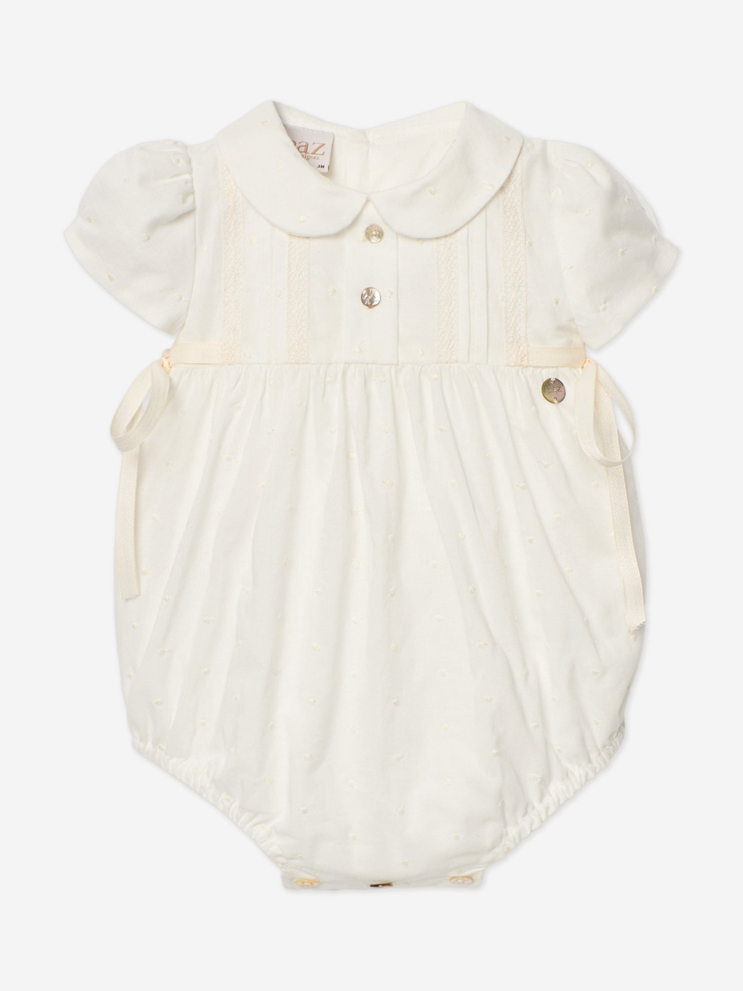 Baby Girls Cotton Romper in Ivory