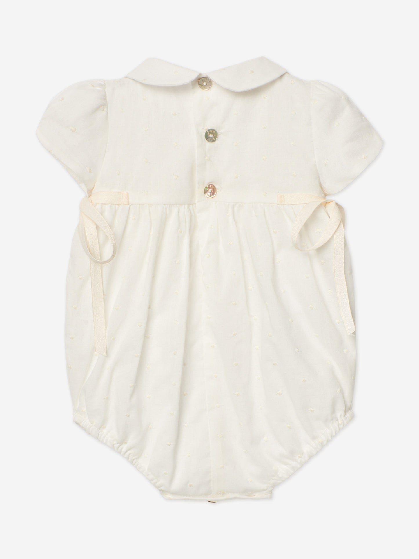 Baby Girls Cotton Romper in Ivory