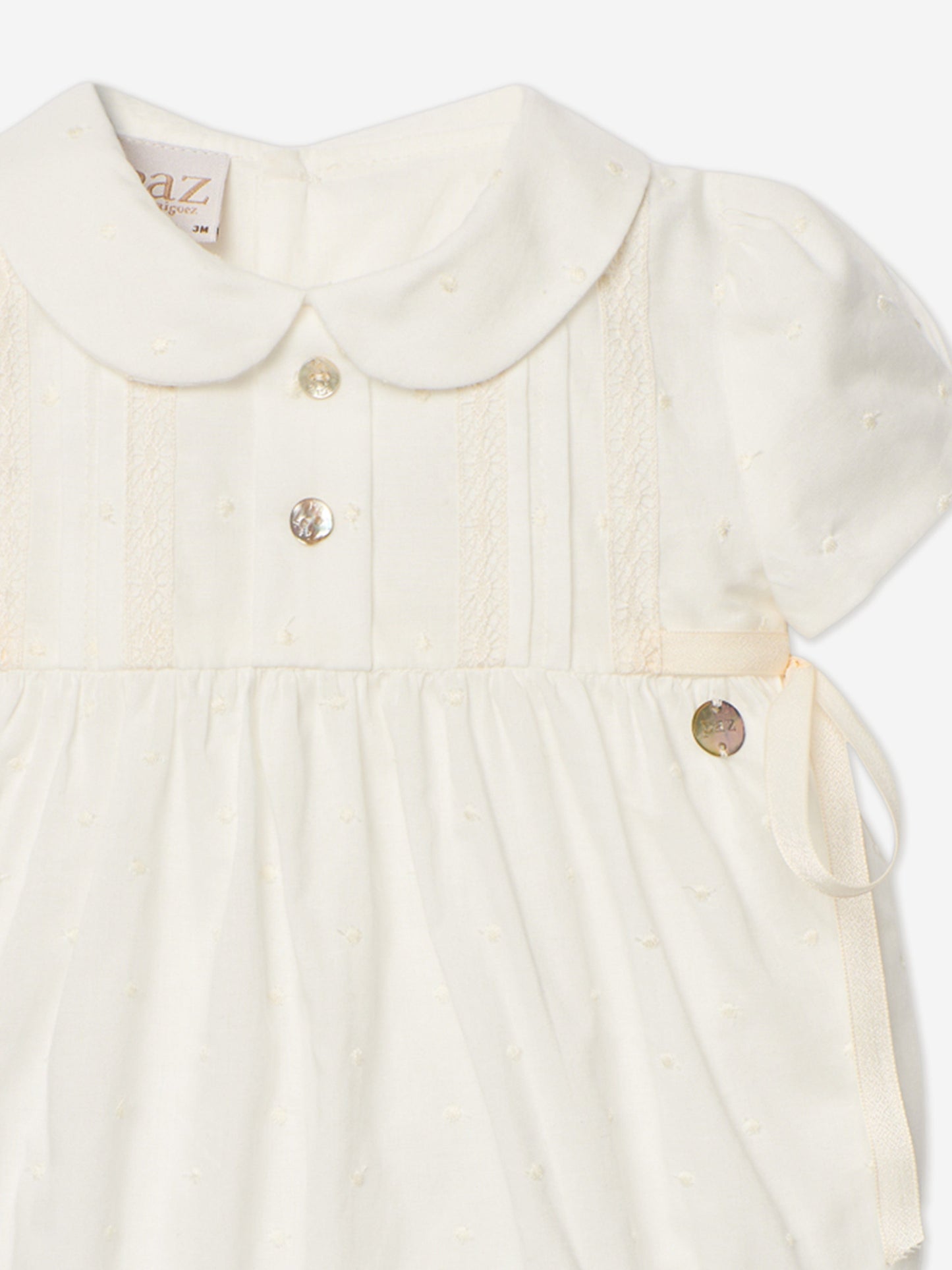 Baby Girls Cotton Romper in Ivory