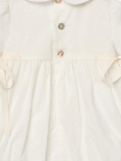 Baby Girls Cotton Romper in Ivory