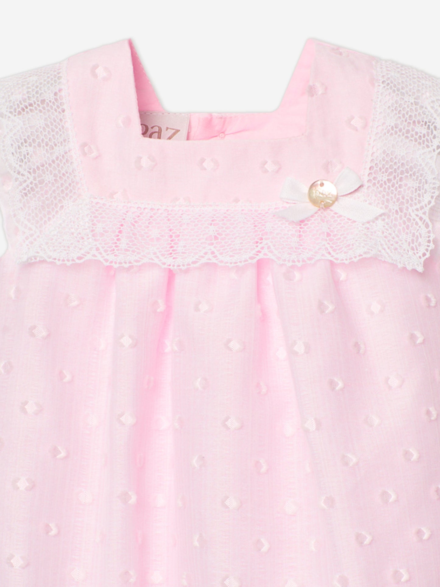 Baby Girls Lace Trim Romper in Pink