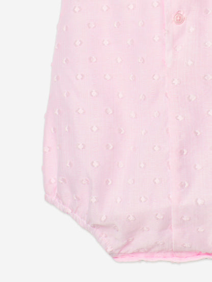 Baby Girls Lace Trim Romper in Pink