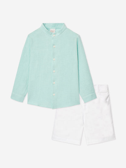 Boys Shirt and Shorts Set in Green
