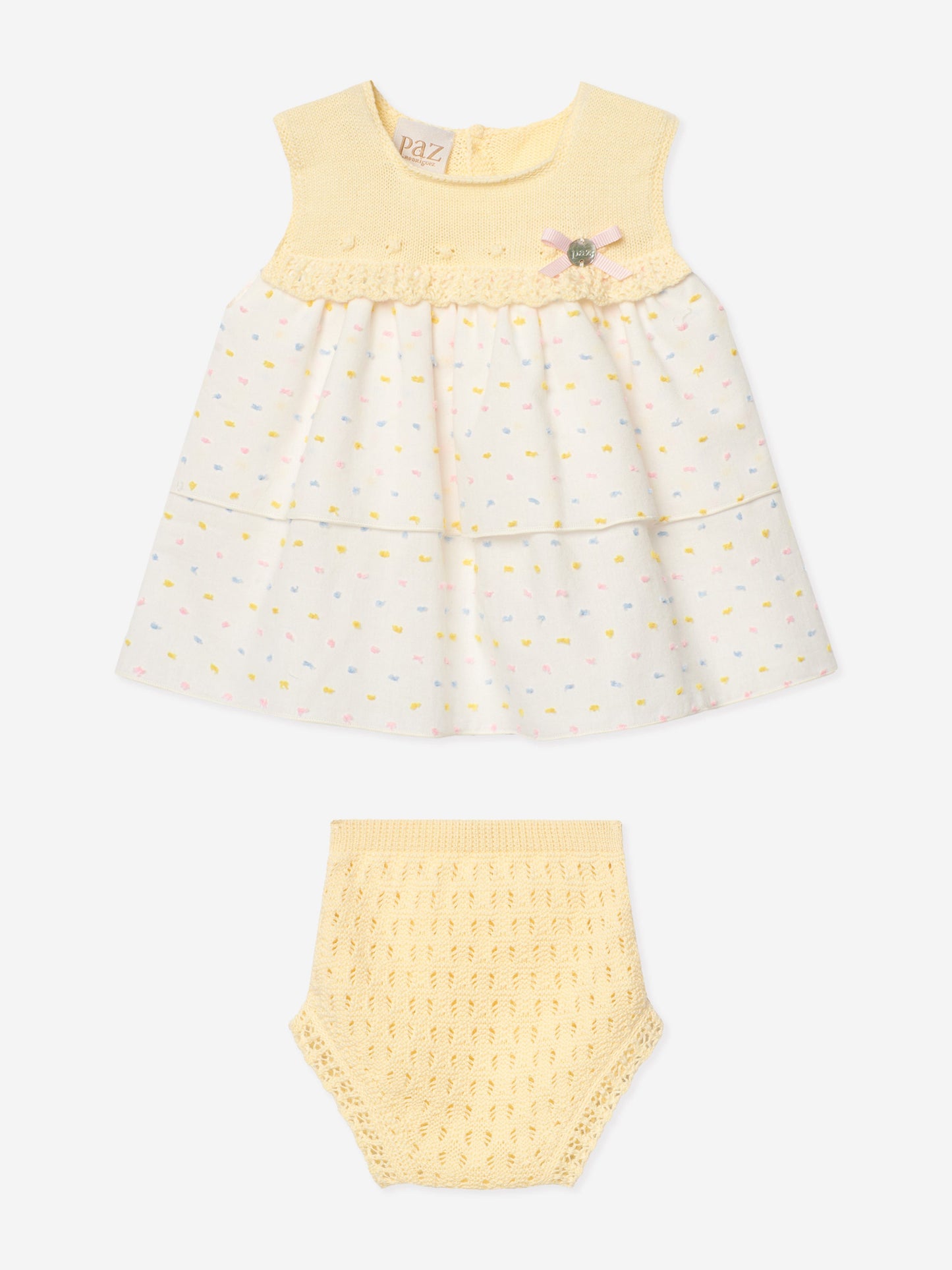 Baby Girls Dress and Bloomers Set in Yellow