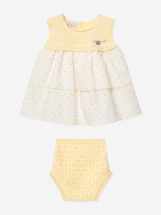 Baby Girls Dress and Bloomers Set in Yellow