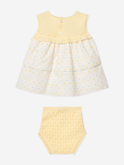 Baby Girls Dress and Bloomers Set in Yellow